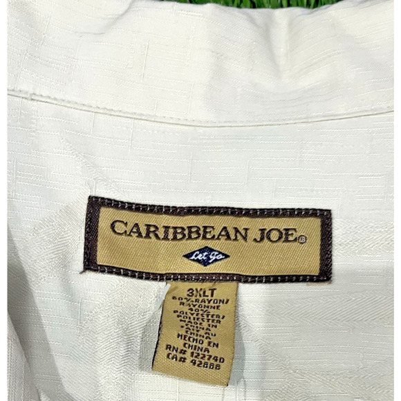 Caribbean Joe Shirt Hawaiian Shirt Leaf Design Button Down 3XLT NEW - Picture 4 of 8